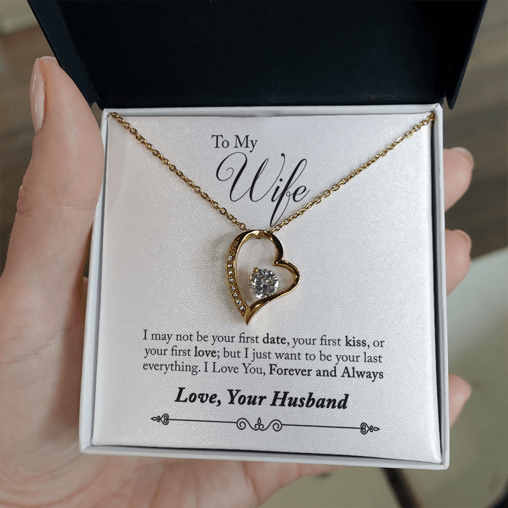 To My Wife Forever & Always Pendant 18k Gold or Stainless Steel 18" Necklace - Forever Love Necklace Gift Idea For Woman