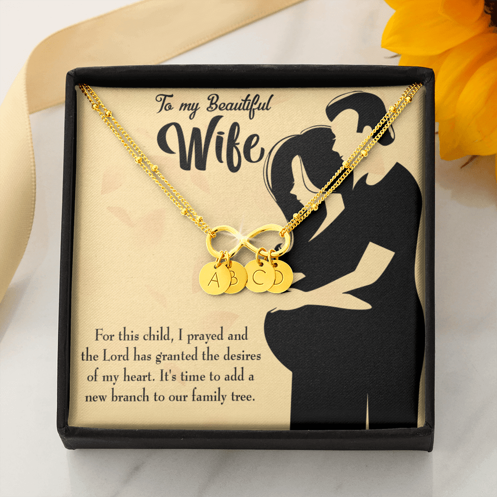 To My Wife New Branch To Family Infinity Bracelet With Initial Charms - Infinity Bracelet