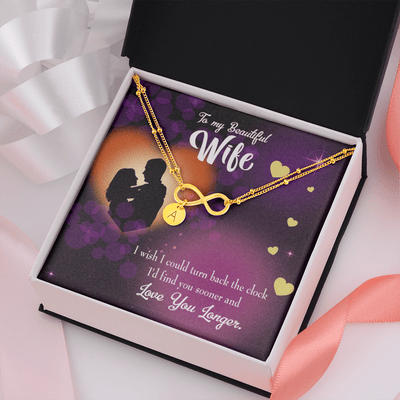 To My Wife Love You Longer Infinity Bracelet With Initial Charms - Infinity Bracelet