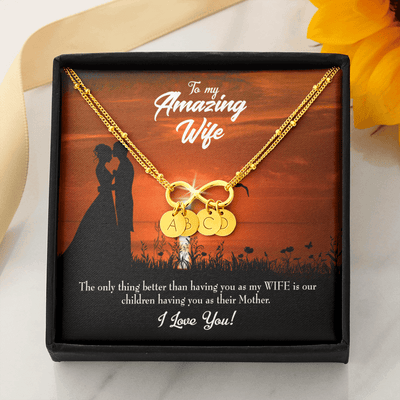 To My Wife My Wife And Mother Infinity Bracelet With Initial Charms - Infinity Bracelet