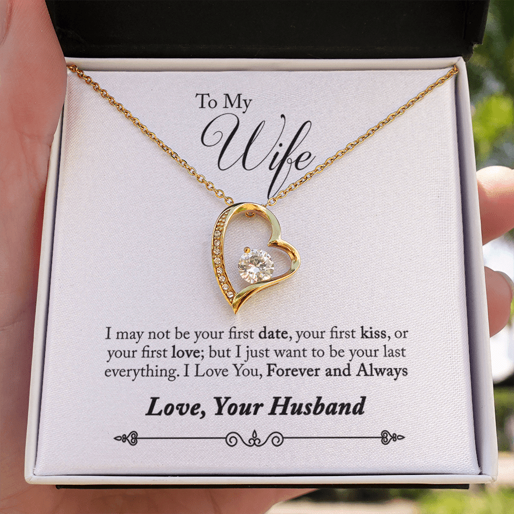 To My Wife Forever & Always Pendant 18k Gold or Stainless Steel 18" Necklace - Forever Love Necklace Gift Idea For Woman