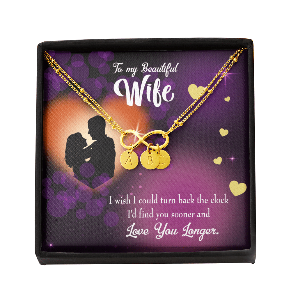 To My Wife Love You Longer Infinity Bracelet With Initial Charms - Infinity Bracelet