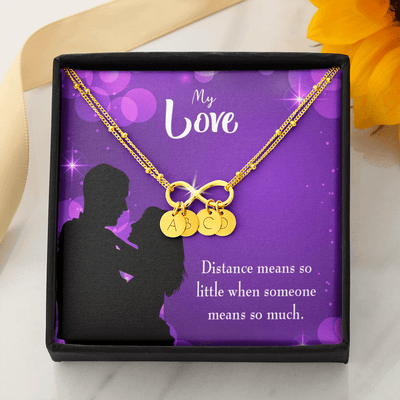 To My Wife Distance Means So Little Infinity Bracelet With Initial Charms - Infinity Bracelet