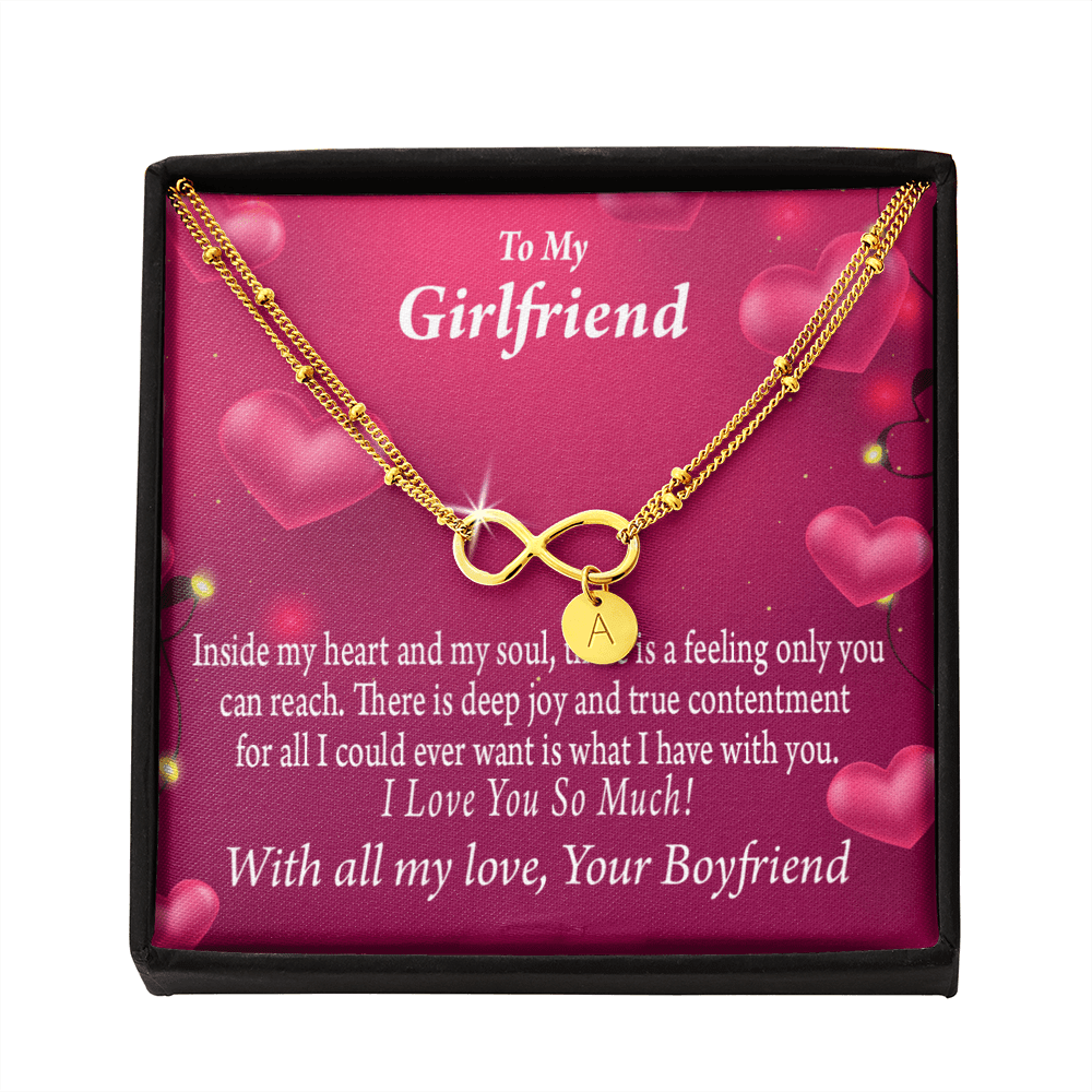 Girlfriend Deep Joy And True Contentment Infinity Bracelet With Initial Charms - Infinity Bracelet