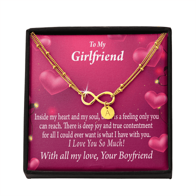 Girlfriend Deep Joy And True Contentment Infinity Bracelet With Initial Charms - Infinity Bracelet