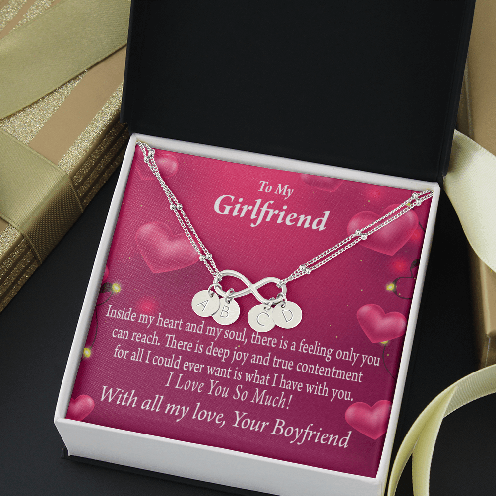Girlfriend Deep Joy And True Contentment Infinity Bracelet With Initial Charms - Infinity Bracelet