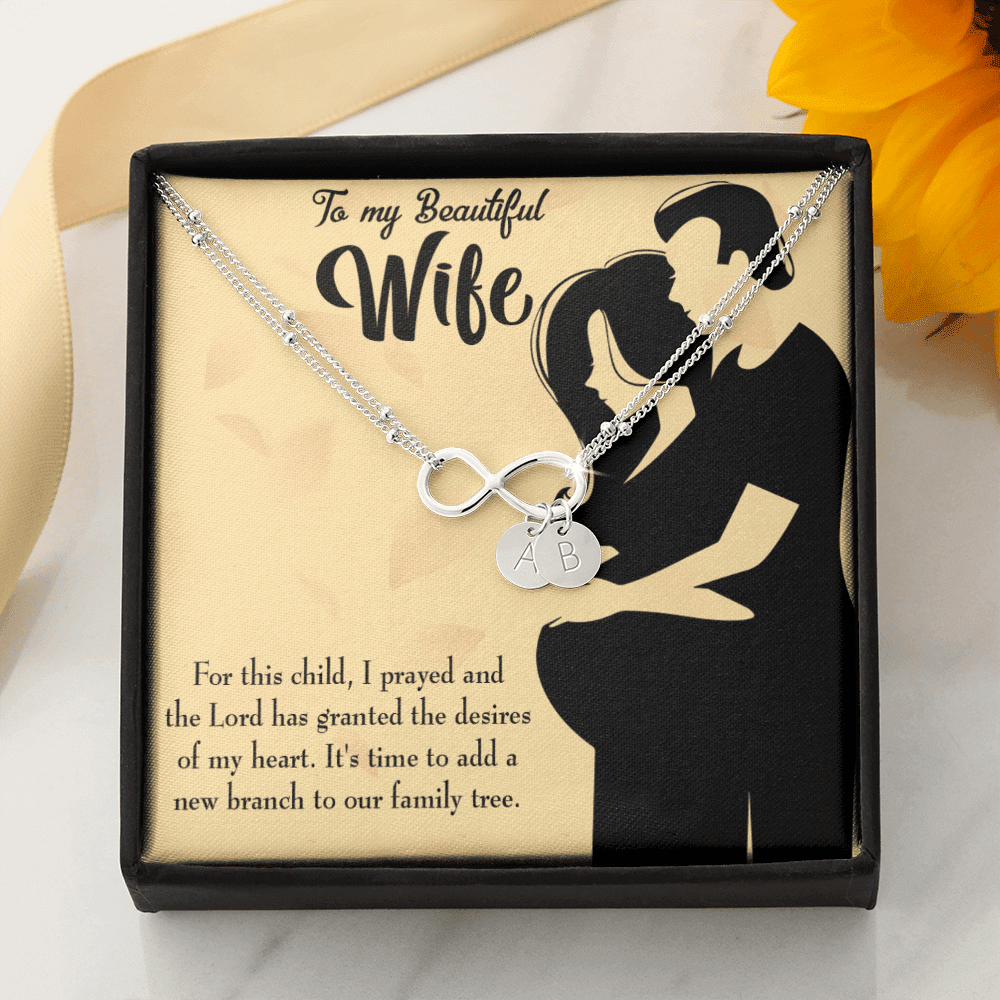 To My Wife New Branch To Family Infinity Bracelet With Initial Charms - Infinity Bracelet
