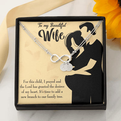 To My Wife New Branch To Family Infinity Bracelet With Initial Charms - Infinity Bracelet