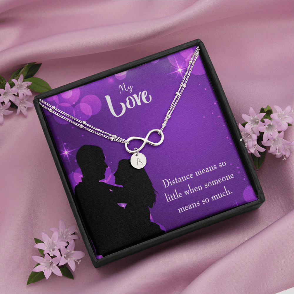 To My Wife Distance Means So Little Infinity Bracelet With Initial Charms - Infinity Bracelet