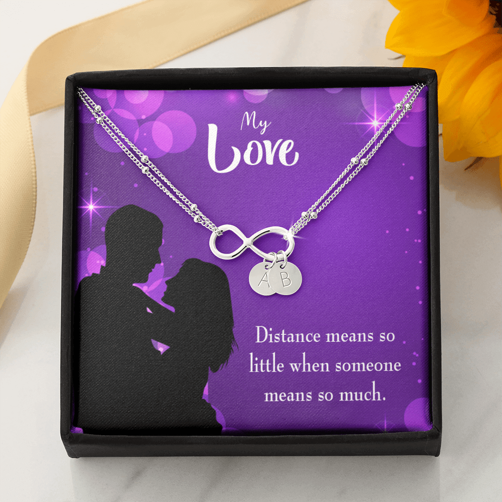 To My Wife Distance Means So Little Infinity Bracelet With Initial Charms - Infinity Bracelet