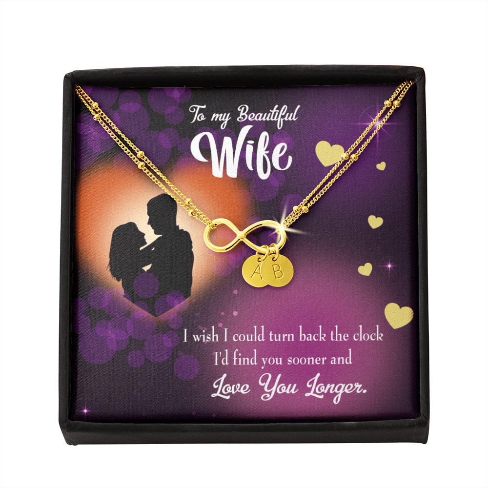 To My Wife Love You Longer Infinity Bracelet With Initial Charms - Infinity Bracelet
