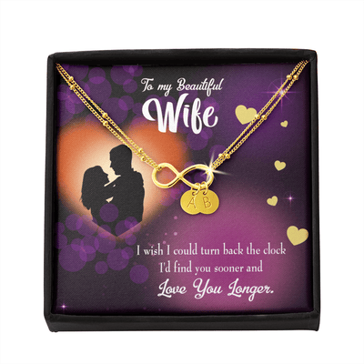 To My Wife Love You Longer Infinity Bracelet With Initial Charms - Infinity Bracelet