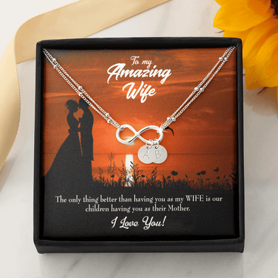 To My Wife My Wife And Mother Infinity Bracelet With Initial Charms - Infinity Bracelet