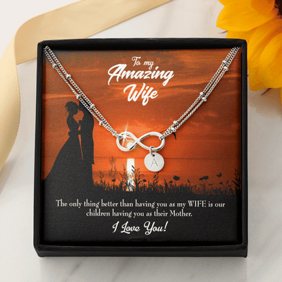 To My Wife My Wife And Mother Infinity Bracelet With Initial Charms - Infinity Bracelet