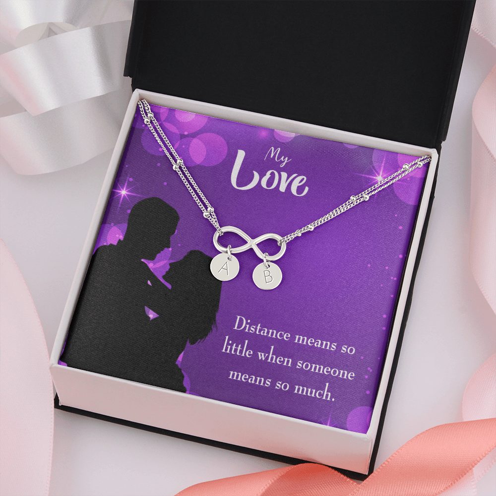 To My Wife Distance Means So Little Infinity Bracelet With Initial Charms - Infinity Bracelet