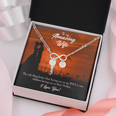 To My Wife My Wife And Mother Infinity Bracelet With Initial Charms - Infinity Bracelet