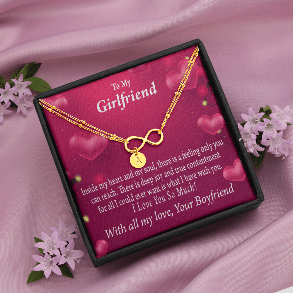 Girlfriend Deep Joy And True Contentment Infinity Bracelet With Initial Charms - Infinity Bracelet
