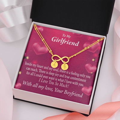 Girlfriend Deep Joy And True Contentment Infinity Bracelet With Initial Charms - Infinity Bracelet