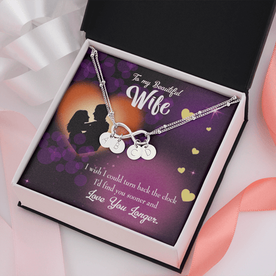 To My Wife Love You Longer Infinity Bracelet With Initial Charms - Infinity Bracelet