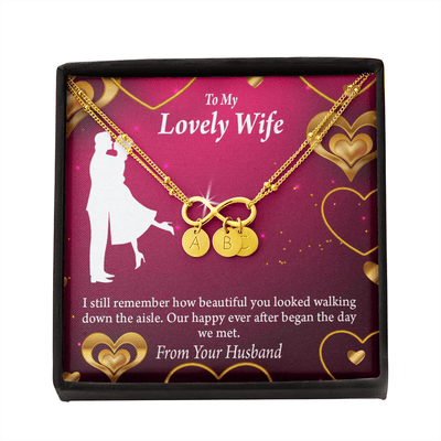 To My Wife Happy Ever After Infinity Bracelet With Initial Charms - Infinity Bracelet