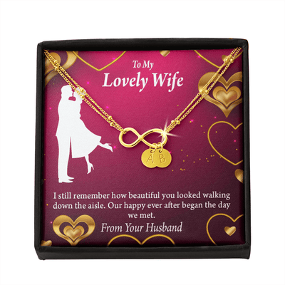 To My Wife Happy Ever After Infinity Bracelet With Initial Charms - Infinity Bracelet