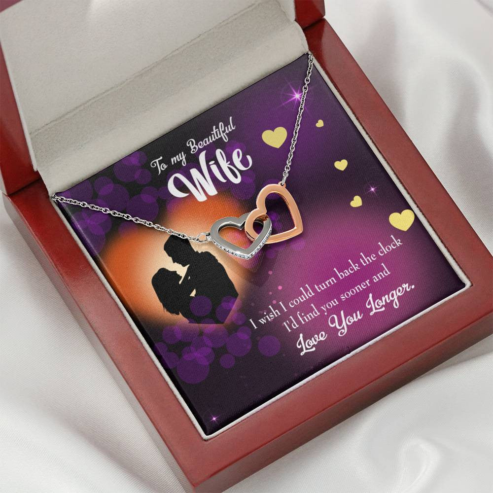 Wife Gift For Wife Birthday Love You Longer Inseparable Love Pendant 18k Rose Gold Finish 16� - Interlocking Hearts Necklace
