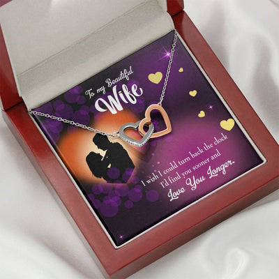 Wife Gift For Wife Birthday Love You Longer Inseparable Love Pendant 18k Rose Gold Finish 16� - Interlocking Hearts Necklace