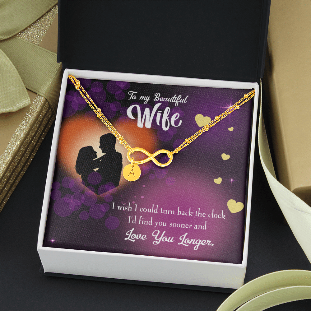 To My Wife Love You Longer Infinity Bracelet With Initial Charms - Infinity Bracelet