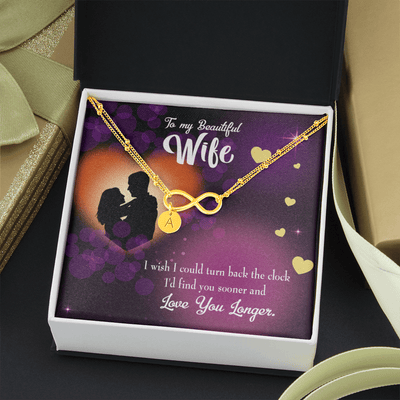 To My Wife Love You Longer Infinity Bracelet With Initial Charms - Infinity Bracelet