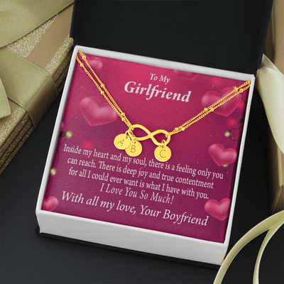 Girlfriend Deep Joy And True Contentment Infinity Bracelet With Initial Charms - Infinity Bracelet
