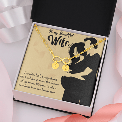 To My Wife New Branch To Family Infinity Bracelet With Initial Charms - Infinity Bracelet