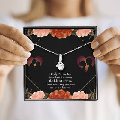 To My Girlfriend Really Love You English Message Card W Mahogany Style Luxury Box Eternity Ribbon Stone Necklace - Alluring Beauty Necklace Gift For Her