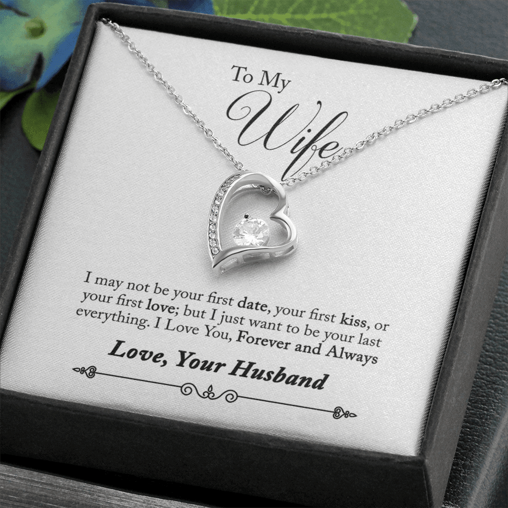 To My Wife Forever & Always Pendant 18k Gold or Stainless Steel 18" Necklace - Forever Love Necklace Gift Idea For Woman