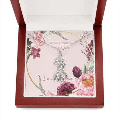 To My Wife I Count You Twice Giraffe Charm Necklace Message Card - Giraffe Necklace