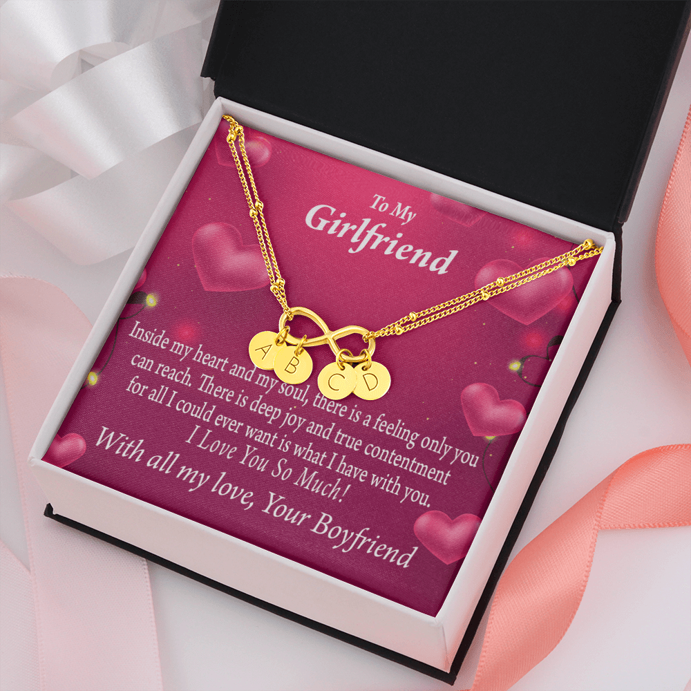 Girlfriend Deep Joy And True Contentment Infinity Bracelet With Initial Charms - Infinity Bracelet