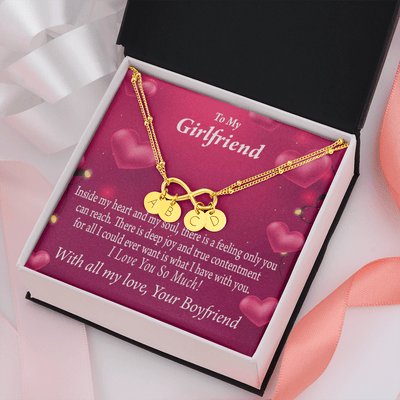 Girlfriend Deep Joy And True Contentment Infinity Bracelet With Initial Charms - Infinity Bracelet