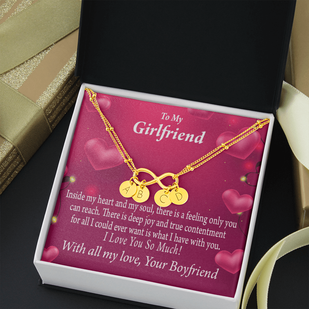 Girlfriend Deep Joy And True Contentment Infinity Bracelet With Initial Charms - Infinity Bracelet