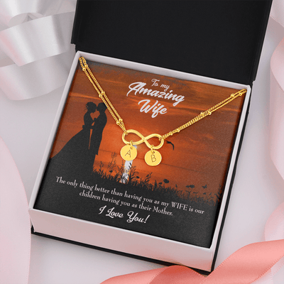 To My Wife My Wife And Mother Infinity Bracelet With Initial Charms - Infinity Bracelet