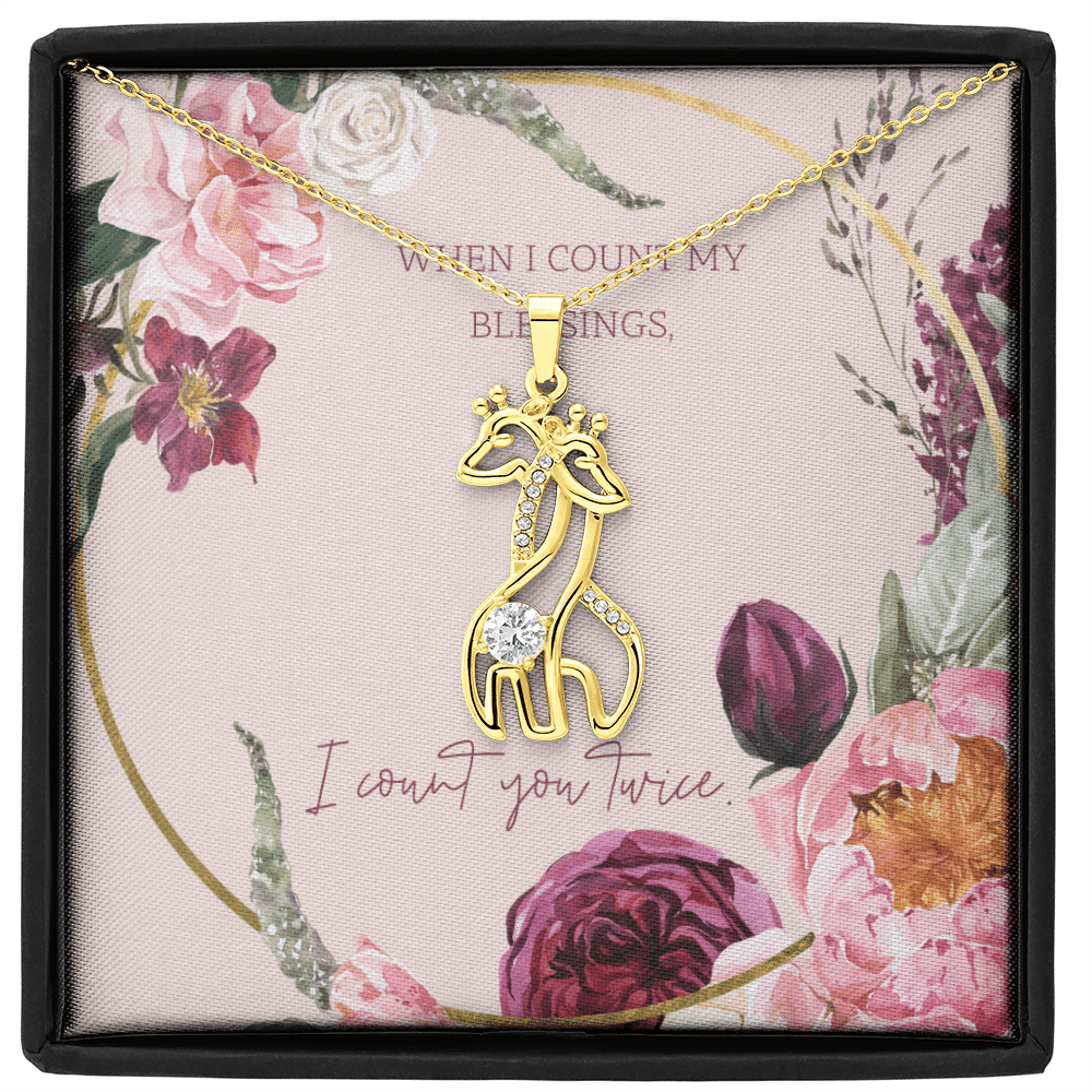 To My Wife I Count You Twice Giraffe Charm Necklace Message Card - Giraffe Necklace
