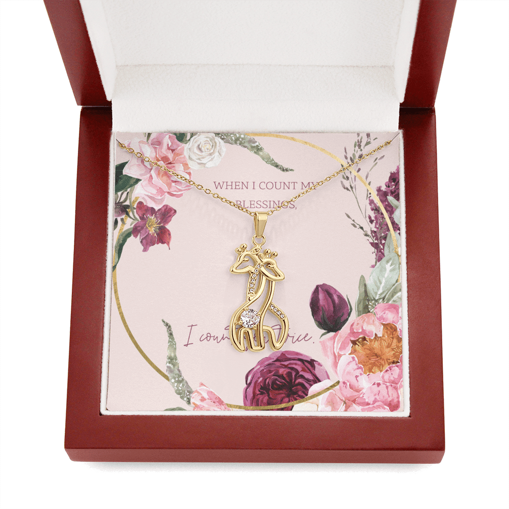 To My Wife I Count You Twice Giraffe Charm Necklace Message Card - Giraffe Necklace