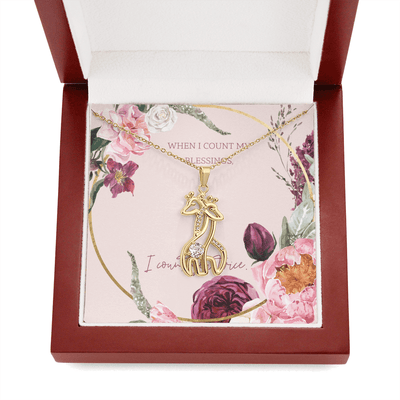 To My Wife I Count You Twice Giraffe Charm Necklace Message Card - Giraffe Necklace