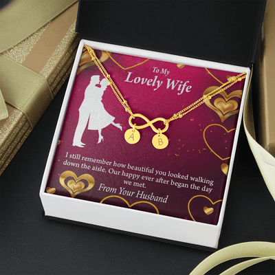 To My Wife Happy Ever After Infinity Bracelet With Initial Charms - Infinity Bracelet