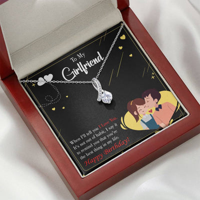 To My Girlfriend Not Out Of Habit Message Card W Mahogany Style Luxury Box Eternity Ribbon Stone Necklace - Alluring Beauty Necklace Gift For Her