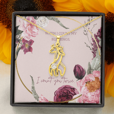 To My Wife I Count You Twice Giraffe Charm Necklace Message Card - Giraffe Necklace