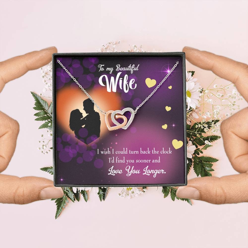 Wife Gift For Wife Birthday Love You Longer Inseparable Love Pendant 18k Rose Gold Finish 16� - Interlocking Hearts Necklace