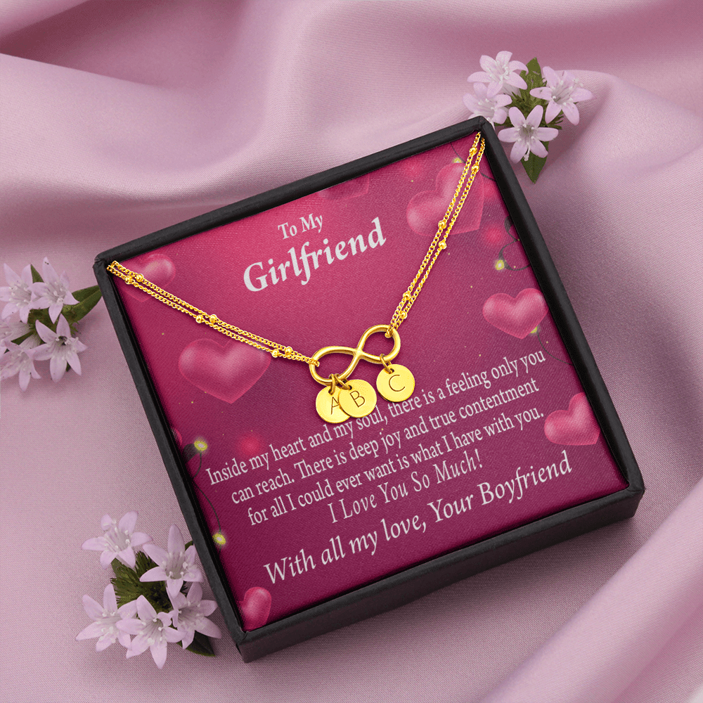 Girlfriend Deep Joy And True Contentment Infinity Bracelet With Initial Charms - Infinity Bracelet