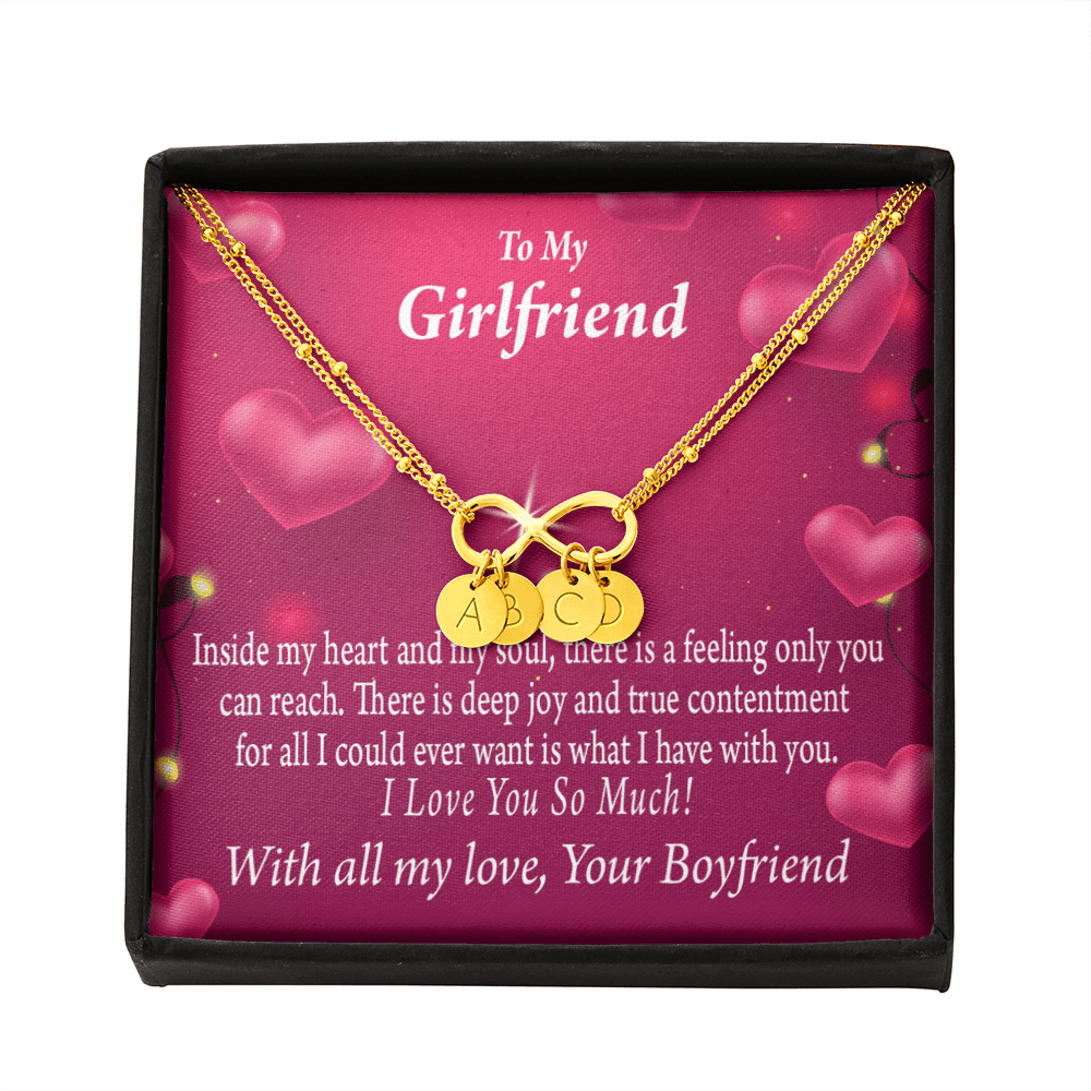 Girlfriend Deep Joy And True Contentment Infinity Bracelet With Initial Charms - Infinity Bracelet