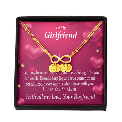 Girlfriend Deep Joy And True Contentment Infinity Bracelet With Initial Charms - Infinity Bracelet