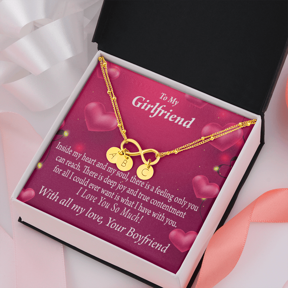 Girlfriend Deep Joy And True Contentment Infinity Bracelet With Initial Charms - Infinity Bracelet