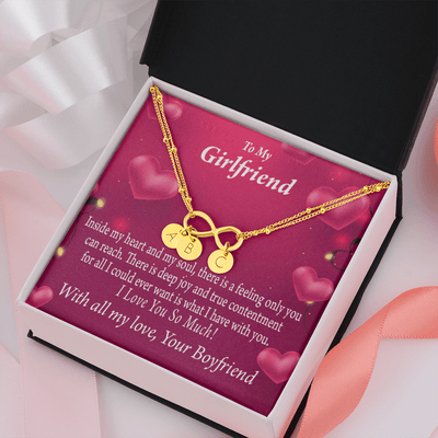 Girlfriend Deep Joy And True Contentment Infinity Bracelet With Initial Charms - Infinity Bracelet